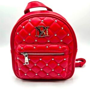BADGLEY MISCHKA - Red Quilted Backpack with Silver Accents